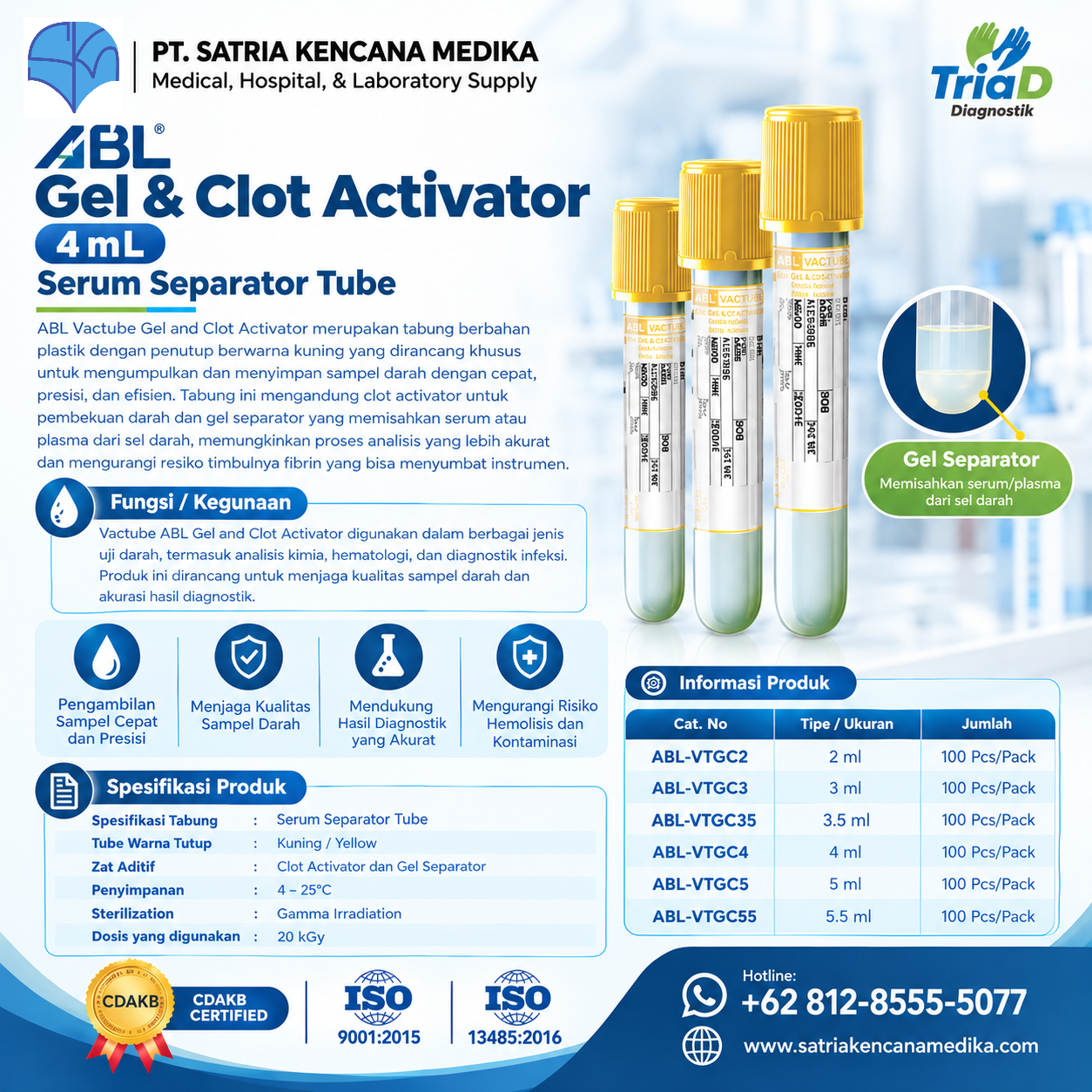 Tabung Clot Activator 4 ml - ABL